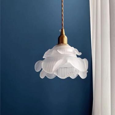 Imagem de TLTDSMY Lustre de vidro pétala de latão lustre vintage americano luminária de teto de cabeceira, arandelas de parede modernas