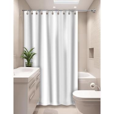 Imagem de Cortina Para Box de Banheiro Vinil Lisa Moderna Impermeável Com Ganchos Anti-Mofo (Branco)