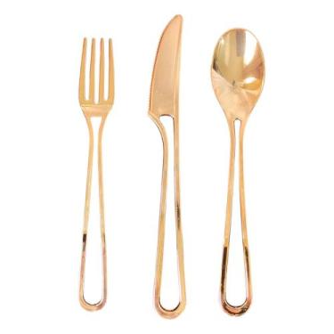 Imagem de Kit Descartáveis Luxo Rose Gold Vazado Com 18 Unidades Festa - Aidan