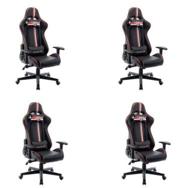 Imagem de Kit 4 Cadeiras Gamer São Paulo Spfc 3318 - Espresso Móveis