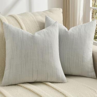 Imagem de FUTEI Conjunto de 2 capas de almofada de chenille cinza claro 50 x 50 cm, macias e aconchegantes com pontos de meteoros, decoração de casa moderna para sofá, sala de estar