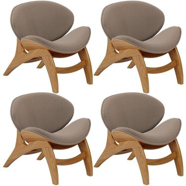 Imagem de Kit 4 Poltronas Decorativa Orgânica Sala Living Kadosh L02 Bouclê Bege