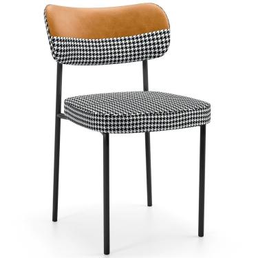 Imagem de Cadeira Decorativa Para Sala De Jantar Melina L02 Faixa Couríssimo Whisky Pied Poule