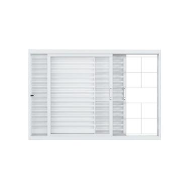 Imagem de Janela Veneziana Vitralfer - 150x100 3 Folhas - 1 Fixa C-grade Branca