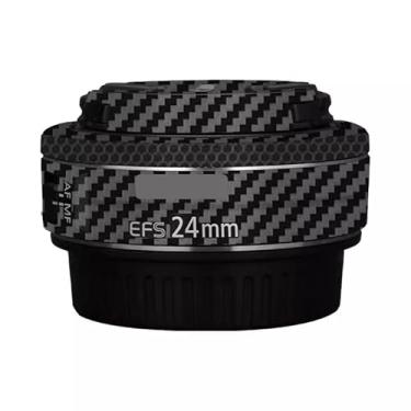 Imagem de EFS 24 2.8 Adesivo de lente de câmera para Canon EF-S 24 mm F2.8 revestimento protetor de película decalque de vinil (fibra de carbono preto)