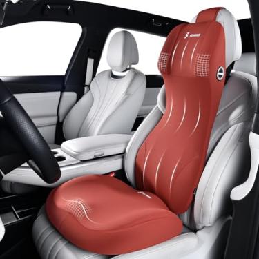 Imagem de FLORICH Almofada de espuma viscoelástica para assento de carro com suporte lombar almofada de apoio de cabeça 2 em 1 ergonômico para as costas e pescoço almofada de carro para dirigir assento encosto
