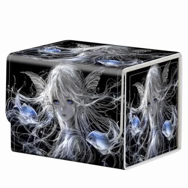 Imagem de RMJKXQZG Ímã forte para TCG MTG Commander Deck Box caixa de baralho mágica padrão criativo caixa de armazenamento de cartas colecionáveis para jogos colecionáveis, constelação de Peixes menina fofa