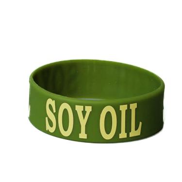 Imagem de Culinary ID Bands "Etiqueta de garrafa de óleo de soja, pulseira de silicone de grau alimentício para garrafas de 355 ml, texto impresso claro, etiqueta de identificação de cozinha reutilizável
