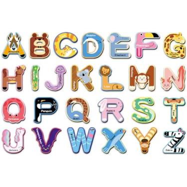 Imagem de Ímãs de geladeira com letras engraçadas, 52 peças, desenho animado, colorido, alfabeto, imãs de geladeira para escritório, quadro branco, cozinha, sala de aula, armário de casa, pré-escolar