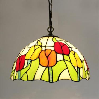 Imagem de Luminária pendente contemporânea de luxo em vidro colorido com LED, estilo retrô americano, ideal para sala de estar, restaurante, quarto, hotel, casa de campo, corredor, café, bar ou escada