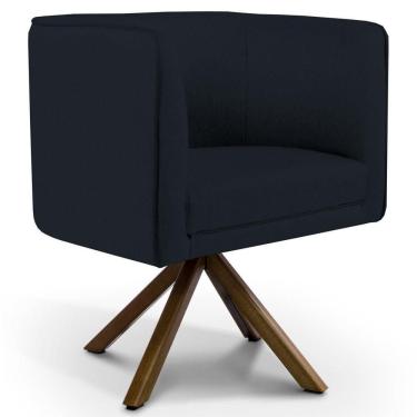 Imagem de Poltrona Decorativa Giratória Base Giromad Madeira Betina C-05 Corano Preto - Domi