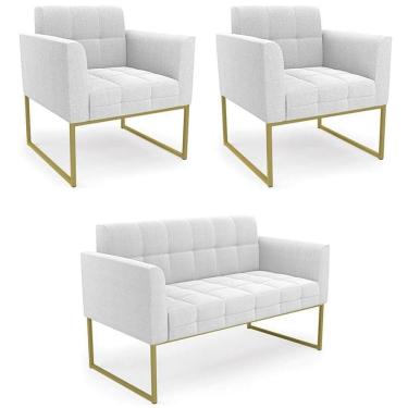 Imagem de Namoradeira E 2 Poltronas Industrial Dourado Ana Bouclé Off - Ibiza