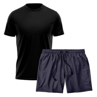 Imagem de Kit Short Praia Academia Passeio Treino Marinho + Camiseta Manga Curta Masculina-Masculino