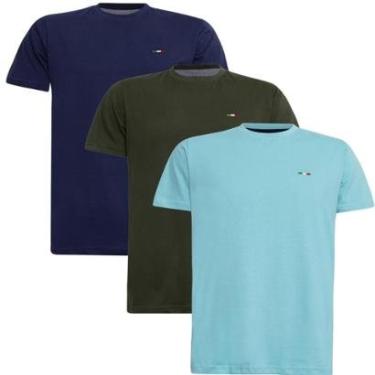 Imagem de Kit 3 Peças Camisetas Básicas Masculina FMF em Algodão Premium no Estilo Tommy Bordado Itália-Masculino
