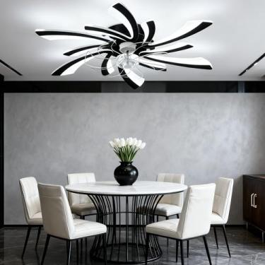 Imagem de Daksan Ventilador de Teto com Luz 78cm - Perfil Baixo, Controle Remoto, LED Dimerizável (3000K-6500K), 6 Velocidades, Motor Reversível e Silencioso, Timer 1H/2H - Quarto (Preto)