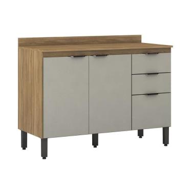 Imagem de Balcão De Cozinha C- Tampo Firenze C- 3 Portas E 2 Gavetas 120cm Amendola-nude Tx - Demóbile