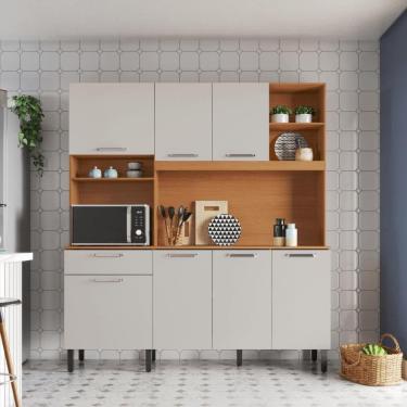 Imagem de Cozinha Compacta Itatiaia Madri 180cm Em Madeira Cinamomo-off White