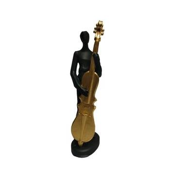 Imagem de Estatueta de resina Elby Músico com violoncelo 35cm preto e dourado