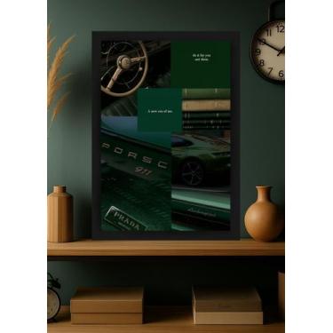 Imagem de Quadro Porsche 911 e Lamborghini Com Vidro e Moldura Preta Tamanho:21c