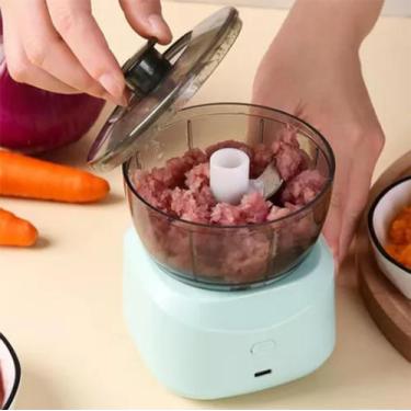 Imagem de Processador De Alho Cebola Elétrico Multifuncional 350ml C/ Carregamen