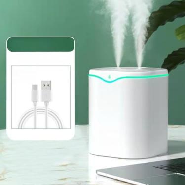 Imagem de Umidificador De Ar 2000ml Grande Com Bico Duplo LED Ultrassônico Difusor Aromatizador De Ambiente(UM019-BRANCO 2000ML)