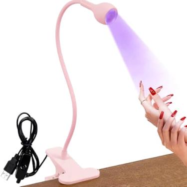 Imagem de Luz Led UV Lanterna Mesa com Garra Secagem Unhas Gel Cabine Com Clipe Flexível (ROSA)