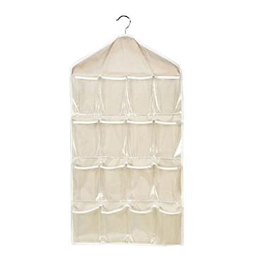 Imagem de Organizador Suspenso com 16 Bolsos para Armazenamento de Meias Sutiãs e Roupa Íntima Quarto Casa Transparentes Poliéster