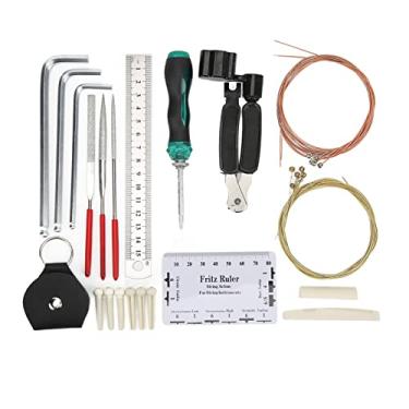 Imagem de LiebeWH Kit de Ferramentas Conjunto de Manutenção para Reparo de Guitarra Baixo Banjo Instrumento de Cordas Cuidados Arquivo de Coroação de Traste ABS + Aço Inoxidável para Iniciantes ou