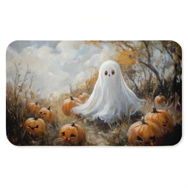 Imagem de Tapete antifadiga Ghost in Field of Pumpkins, tapete ergonômico acolchoado para cozinha e pé com suporte antiderrapante, tapete confortável ecológico, design da Creative Studio, 76 cm x 45 cm