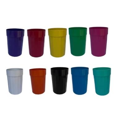 Imagem de Kit de Copos Reutilizáveis 350ml Plástico Resistente Colorido para Festa Infantil Eventos Escolares(SORTIDOS,10)