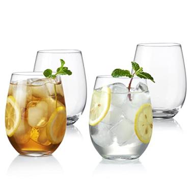 Imagem de KING CRYSTAL Taças de vinho sem haste, taças de vinho tinto ou branco, copos de bebida de 540 ml | Conjunto de 4 taças de vinho | Copos de copo | Copos de vinho para coquetel ou festa de casamento