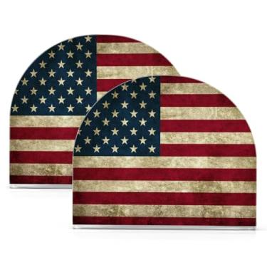Imagem de Qilmy Porta-guardanapos acrílico bandeira americana, suporte de lenços de mesa independente transparente, dispensador de papel de coquetel para cozinha, jantar, restaurante, bar, decoração, 2 unidades