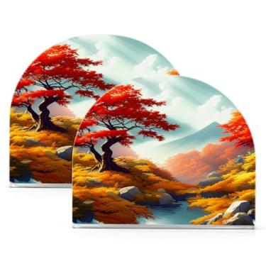 Imagem de Qilmy Porta-guardanapos de acrílico de outono, suporte de lenços de mesa independente transparente, dispensador de papel de coquetel para cozinha, jantar, restaurante, bar, decoração, 2 unidades