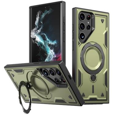 Imagem de SORAKA Capa para Samsung Galaxy S23 Ultra com suporte para anel,compatível com MagSafe Capa Samsung Galaxy S23 Ultra com placa de metal para suporte magnético para carro Capa que absorve choques