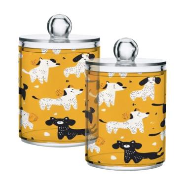 Imagem de Qilmy Pacote com 2 suportes Qtip Dogs, frascos de boticário de 400 ml, vasilha organizadora de banheiro para Qtips, cotonetes, bolas de algodão, almofadas cosméticas, irrigadores dentais, sais de