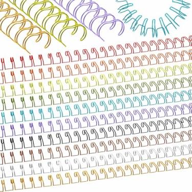 Imagem de MorningRo 50 peças de fios de encadernação de laço duplo de metal 9/16 fios de encadernação em espiral dupla bobina de anel espiral dupla 10 cores pentes 23 furos 2: 1 fio de máquina de bobina de