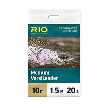 Imagem de RIO Products Trout Medium Versileader, laço pré-amarrado para facilitar o equipamento, codificado por cores para ajustar rapidamente a taxa de pia, líder de pesca com mosca de truta, 3 m, 9 kg, pia