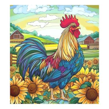 Imagem de Imãs coloridos para lava-louças Rooster Farm Capa decorativa impermeável portátil para bancada 58,4 cm x 66 cm