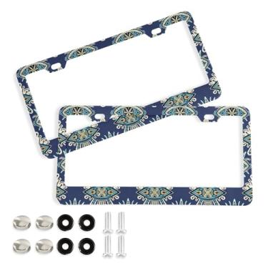 Imagem de SEHANY Molduras para placa de carro que tudo vêem, moldura de placa de carro de alumínio à prova de ferrugem com furos e parafusos elípticos serve para acessórios de carro de tamanho padrão de