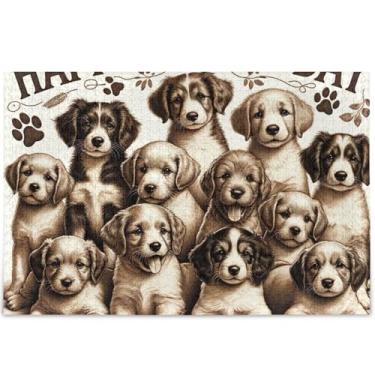 Imagem de Filhote de cachorro fofo cachorro feliz 500 peças quebra-cabeças para adultos elefante branco presentes engraçados família divertida arte de pintura animal personalizada, 52 cm x 37,8 cm