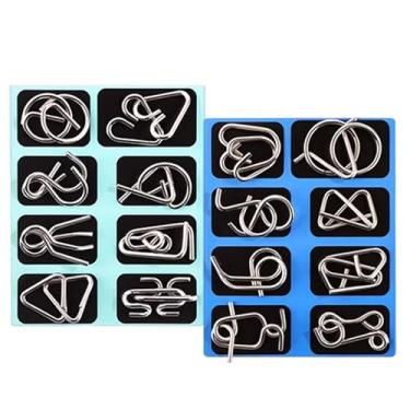 Imagem de Quebra-cabeça de fio de metal, anel chinês com interloque – Quebra-cabeça de metal infantil, para estudantes, crianças, adultos, festa em casa, jogo, noite, sala de aula, jardim de infância