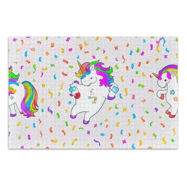 Imagem de Unicórnio Rainbow Mane Tail Colorido 500 Peças Quebra-cabeças para Adultos Elefantes Brancos Presentes Natureza Quebra-cabeça Jogo Artwork, 20,5 x 14,9 polegadas