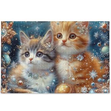 Imagem de Quebra-cabeça de gato gatinhos fofos personalizados 1000 peças para adultos presentes de jogo de quebra-cabeça únicos presentes de arte floral, 75 x 50 cm