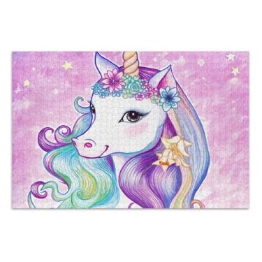 Imagem de Quebra-cabeça 500 peças para unicórnio adulto conto de fadas roxo arco-íris branco elefante difícil arte decoração pintura, 50 x 35 centímetros