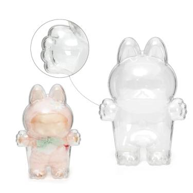 Imagem de Bolsa de exibição transparente estilo palma da mão com chaveiro para boneca, capa protetora de plástico (excluída boneca)