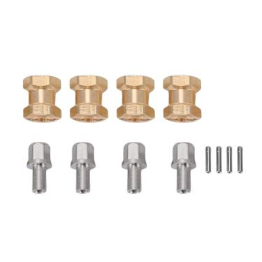 Imagem de SPYMINNPOO 4 PCS RC Crawler Hex Hub, 15mm Extended Brass Hex Hubs Adaptadores de Cubo de Roda para SCX10 1/10 RC Car (Ouro)