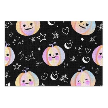 Imagem de Quebra-cabeça para adultos 1000 peças pintura animal arte personalizada natureza quebra-cabeça colorido bonito abóboras preto branco elefantes presentes, 75 x 40 centímetros