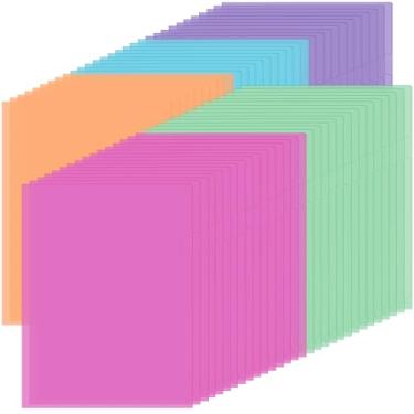 Imagem de Fainne 100 pastas de plástico para documentos, pastas de arquivo transparentes, bolsos de plástico, mangas tamanho carta 21 x 30 cm, A4, cores sortidas para material de escritório (cor elegante)