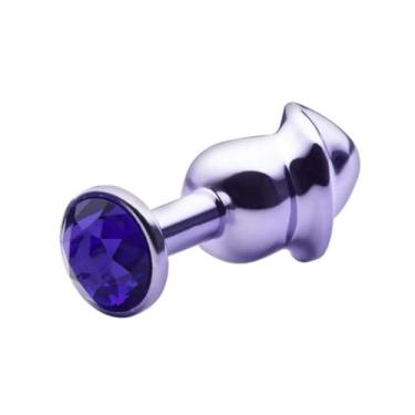 Imagem de Plug Anal Formato De Pênis Com Pedra Brilhante 8,2 x 2,8cm Acessório Erótico Estimulador Anal 258 (ROXO)