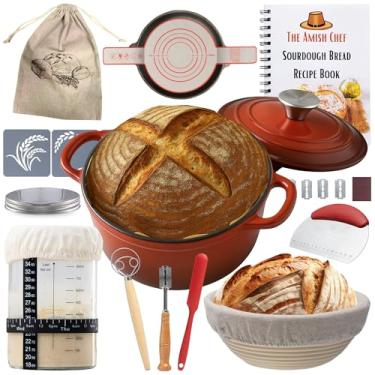 Imagem de Master Baker Kit inicial de massa fermentada, conjunto completo com forno holandês para assar pão, cesta à prova de banneton, pote para iniciantes e toneladas de suprimentos de panificação